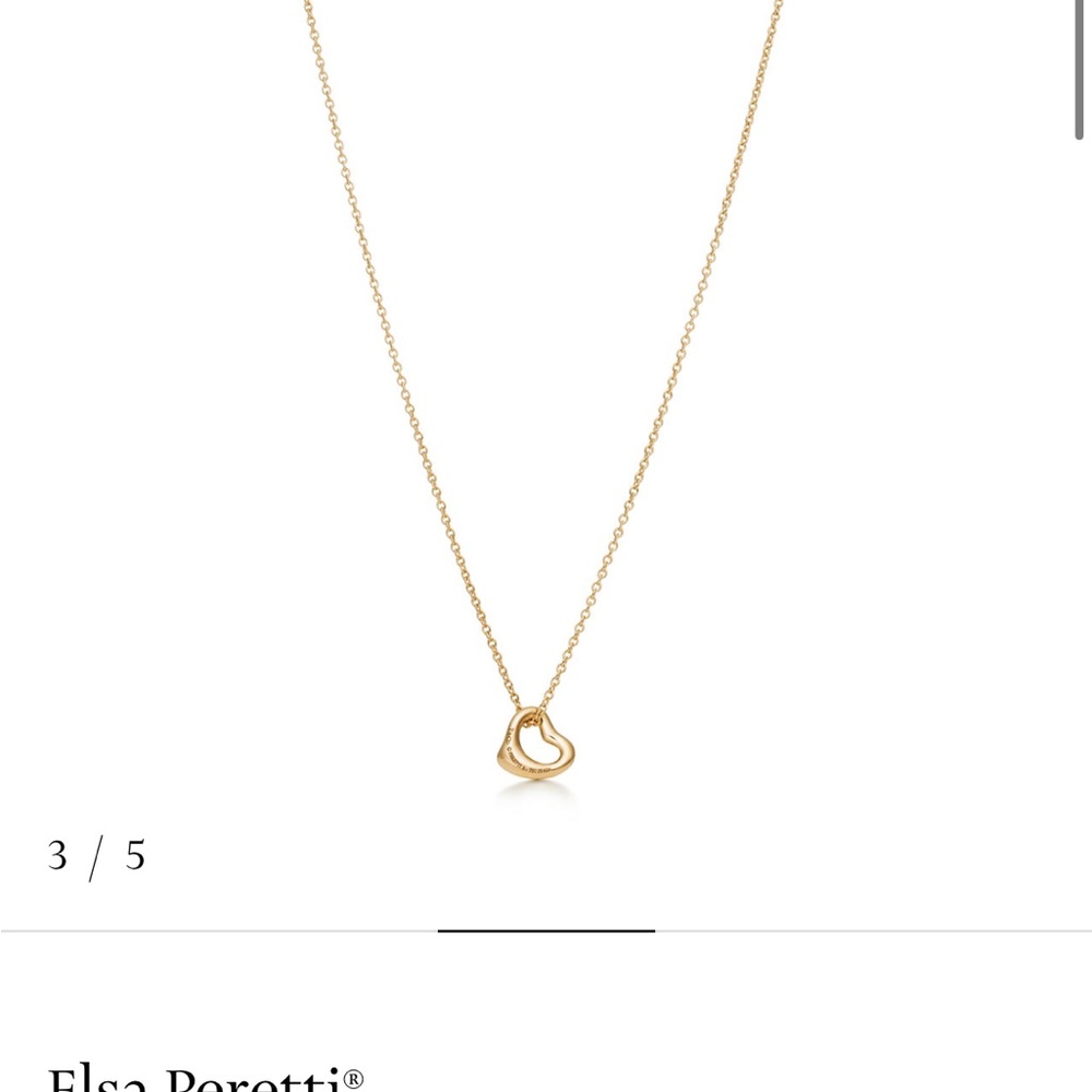 Tiffany Elsa Peretti Dainty 18K Yellow Gold Heart Necklace